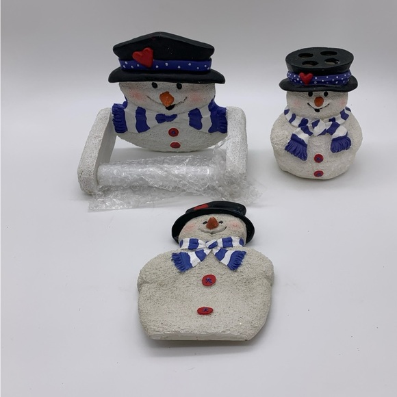 Frosty The Snowman Vtg. 3pc. Toilet Paper,Toothbrush, Soap Holder Christmas Set - Picture 1 of 13